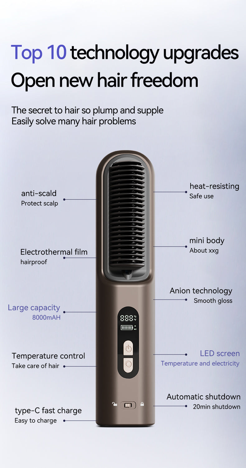 KD3820A Rechargeable Hair Straightening Brush