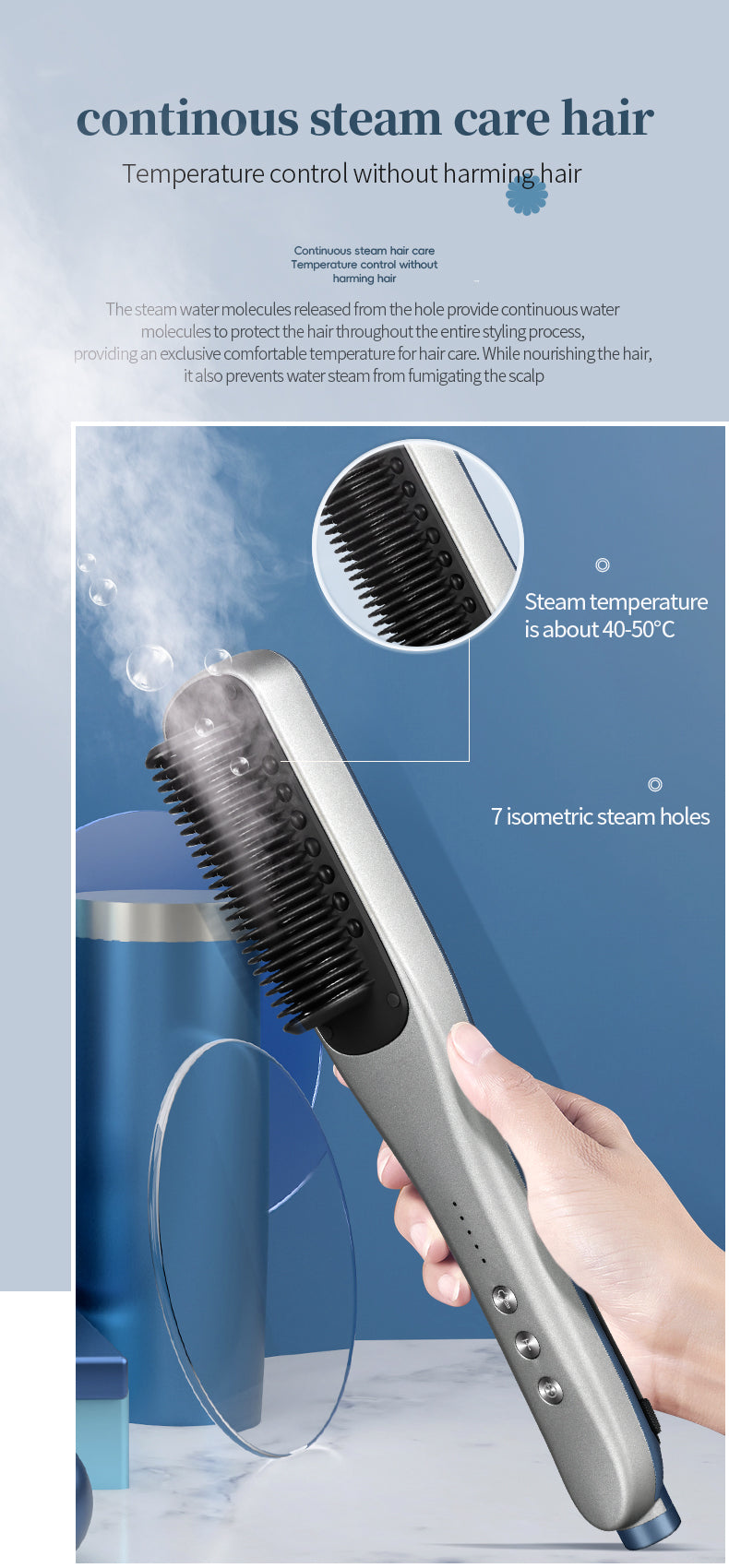 KD880 Steam straightening brush