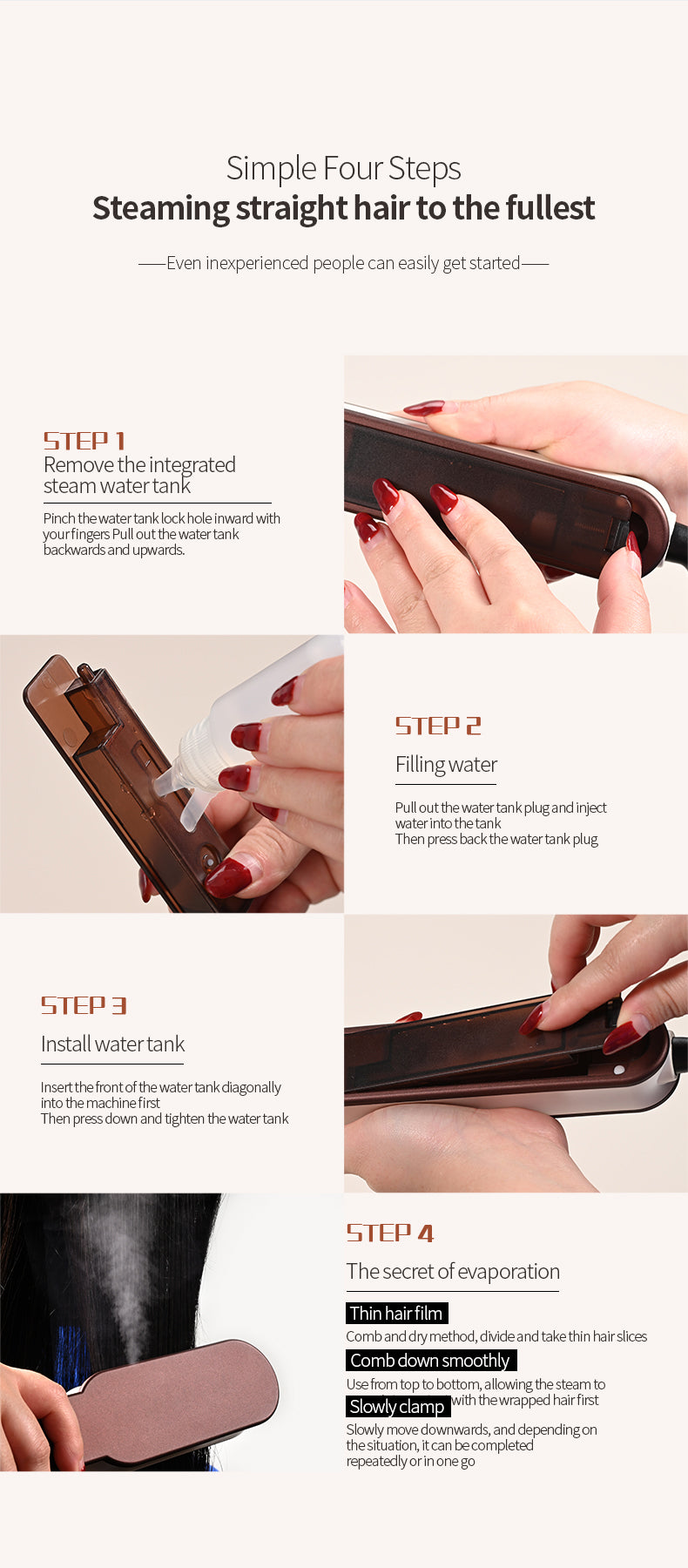 KD890 steam straightening brush