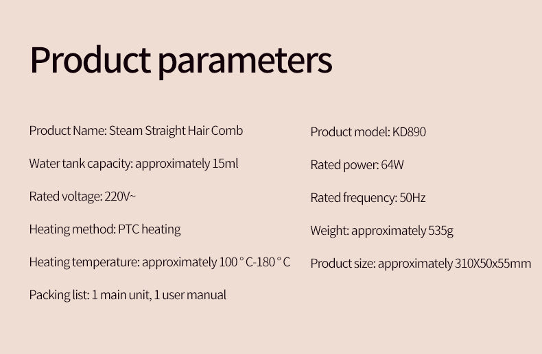 KD890 steam straightening brush