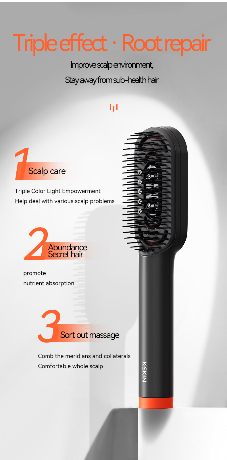 KD3806C Color Light Massage Comb