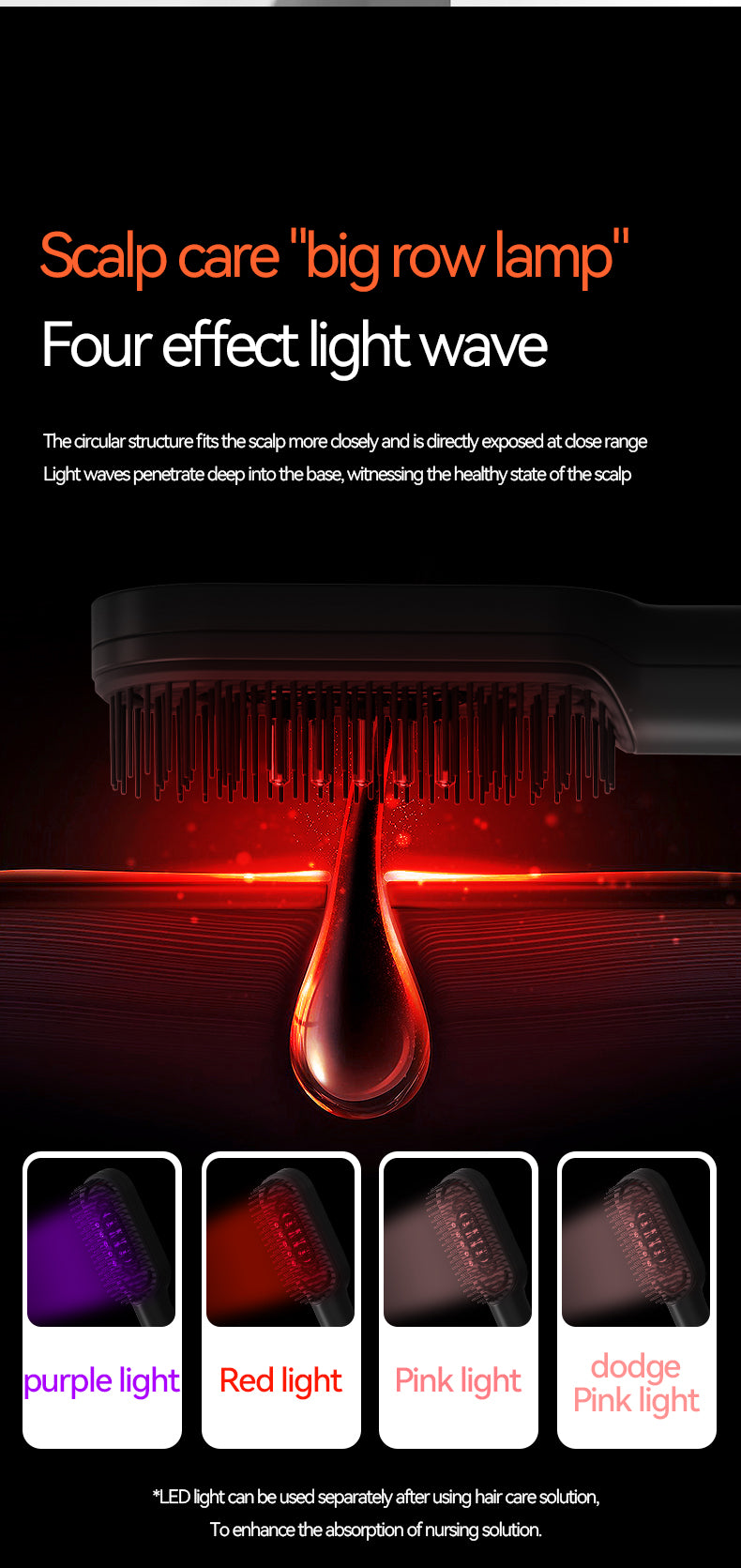 KD3806C Color Light Massage Comb