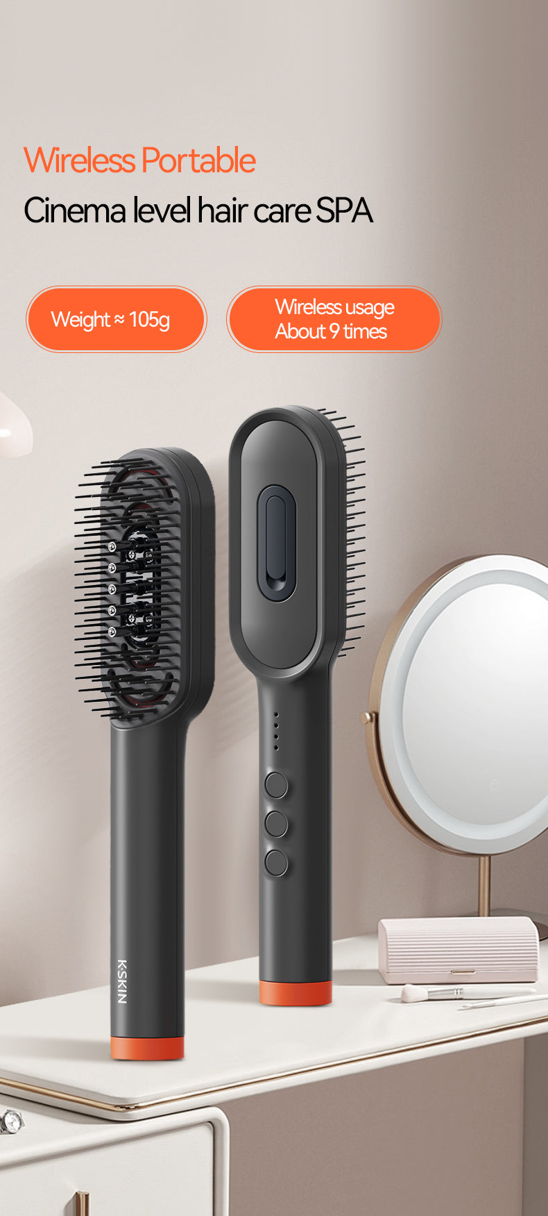 KD3806C Color Light Massage Comb